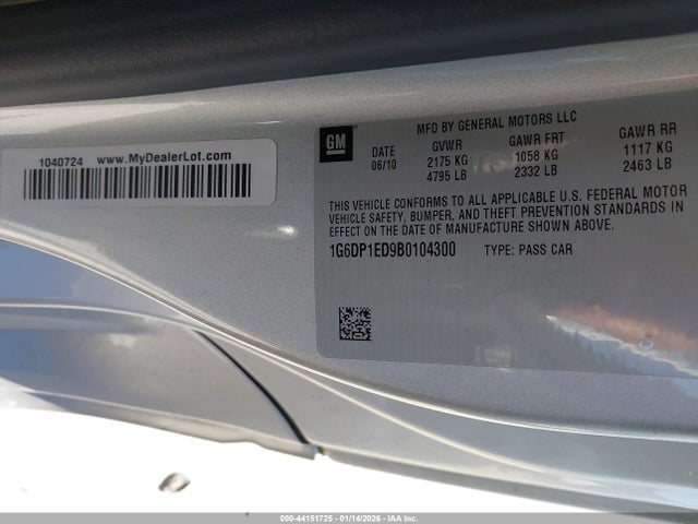 Aukcja sprzedaży 2011 Cadillac Cts Premium, vin: 1G6DP1ED9B0104300, numer aukcji: 44151725