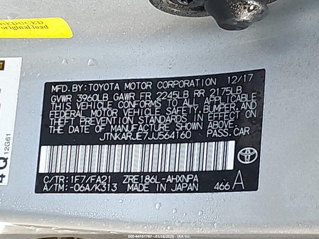 JTNKARJE7JJ564160 Toyota COROLLA IM
