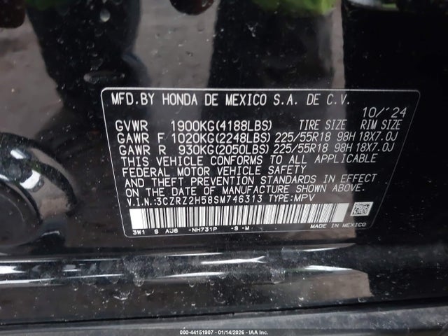 3CZRZ2H58SM746313 Honda Hr-v Awd Sport