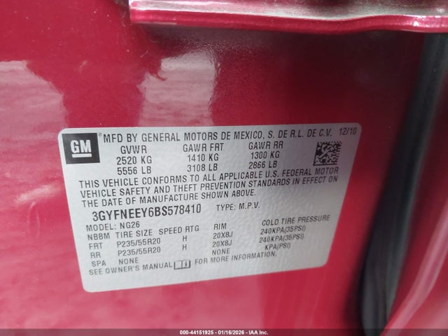 2011 CADILLAC SRX 3GYFNEEY6BS578410 Photo 8