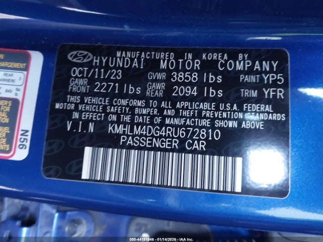 KMHLM4DG4RU672810 Hyundai ELANTRA SEL