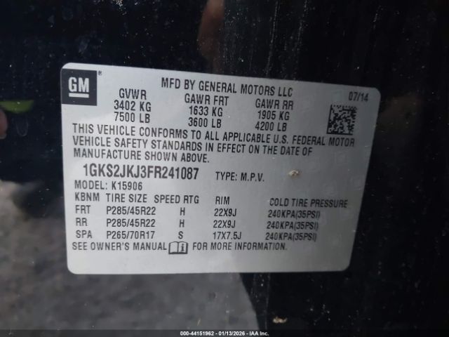2015 GMC YUKON XL 1500 1GKS2JKJ3FR241087 Photo 8