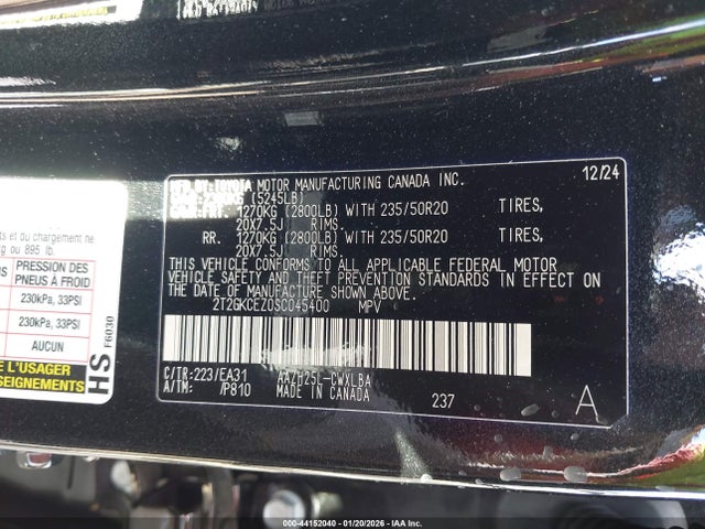 44152040 :رقم المزاد ، 2T2GKCEZ0SC045400 vin ، 2025 Lexus Nx 350h Premium مزاد بيع