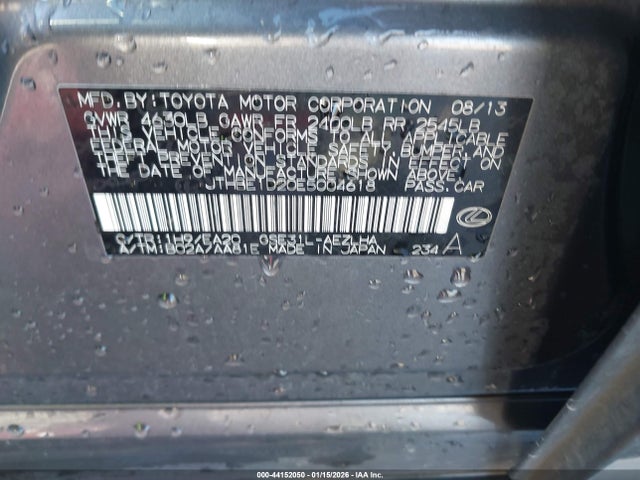 Продажа на аукционе авто 2014 Lexus Is 350, vin: JTHBE1D20E5004618, номер лота: 44152050