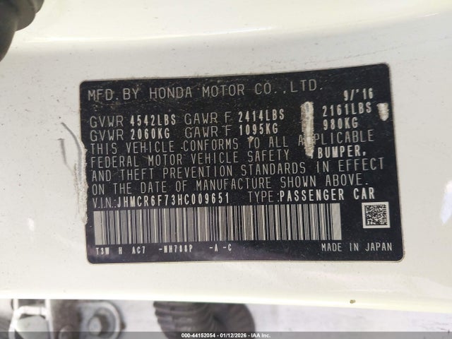 JHMCR6F73HC009651 Honda Accord Hybrid Touring