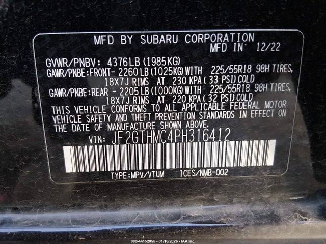 Subaru Crosstrek Limited 2023 JF2GTHMC4PH316412 Image 9