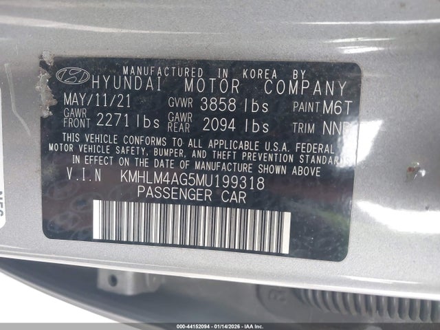 Aukcja sprzedaży 2021 Hyundai Elantra Sel, vin: KMHLM4AG5MU199318, numer aukcji: 44152094
