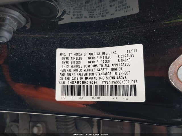 1HGCR3F09HA018094 Honda Accord Ex-l V6