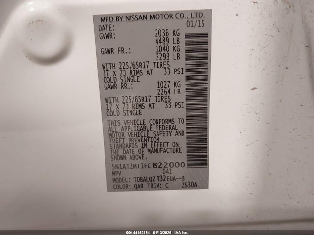 5N1AT2MT1FC822000 Nissan ROGUE SV