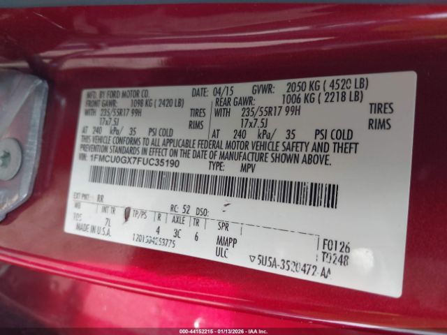 2015 FORD ESCAPE 1FMCU0GX7FUC35190 Photo 8