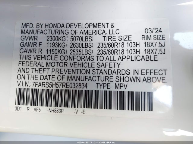 7FARS5H57RE032834 Honda Cr-v Hybrid Sport