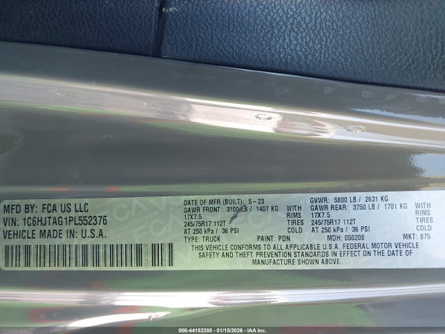 2023 JEEP GLADIATOR 1C6HJTAG1PL552376 Photo 8