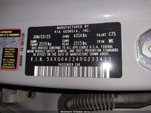 Продаж на аукціоні авто 2024 Kia K5 Gt-line, vin: 5XXG64J24RG233413, номер лоту: 44152319