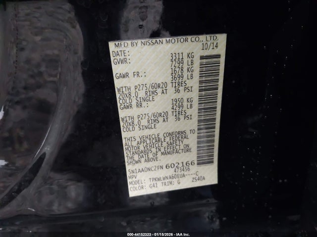 5N1AA0NC2FN602166 Nissan Armada Platinum