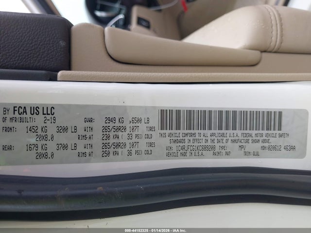 2019 JEEP GRAND CHEROKEE 1C4RJFCG1KC689208 Photo 8