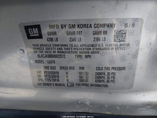 Продажа на аукционе авто 2019 Buick Encore Fwd Preferred, vin: KL4CJASB0KB922512, номер лота: 44152324
