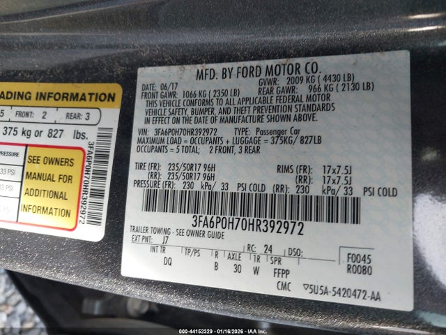 3FA6P0H70HR392972 Ford FUSION SE