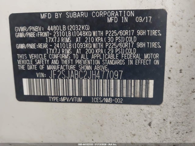 JF2SJABC2JH477097 Subaru Forester 2.5i
