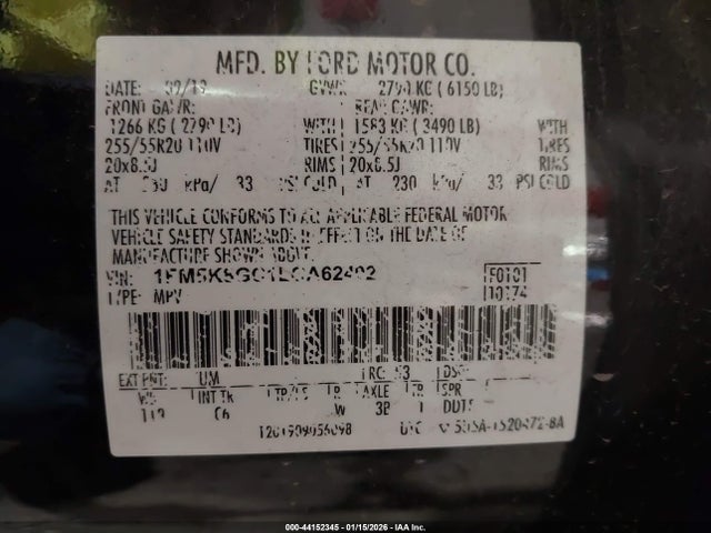 1FM5K8GC1LGA62402 Ford Explorer St