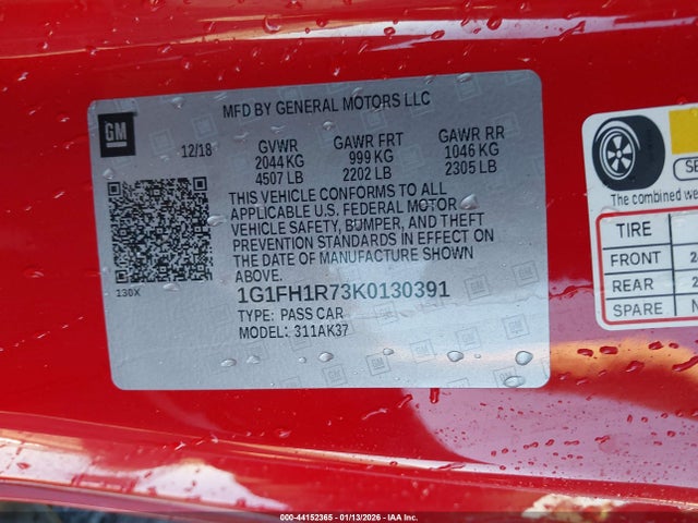 1G1FH1R73K0130391 Chevrolet CAMARO 2SS