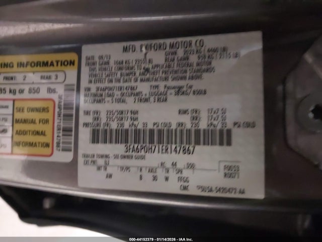 2014 FORD FUSION 3FA6P0H71ER147867 Photo 8