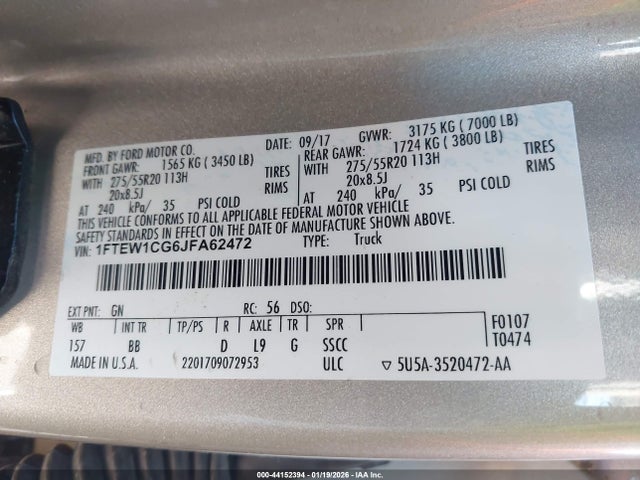 Ford F-150 Platinum 2018 1FTEW1CG6JFA62472 Image 9