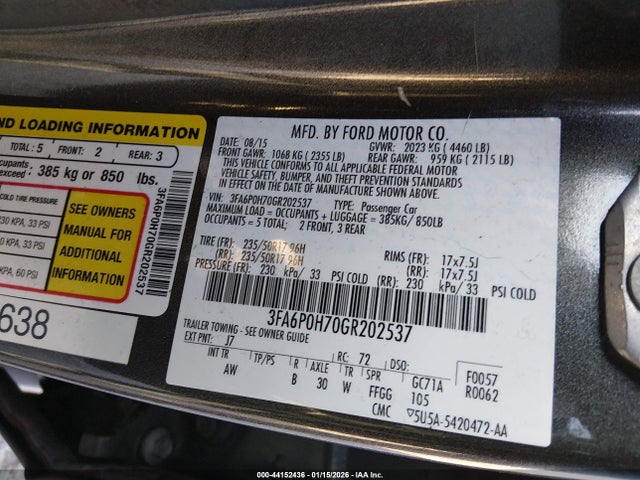 3FA6P0H70GR202537 Ford FUSION SE