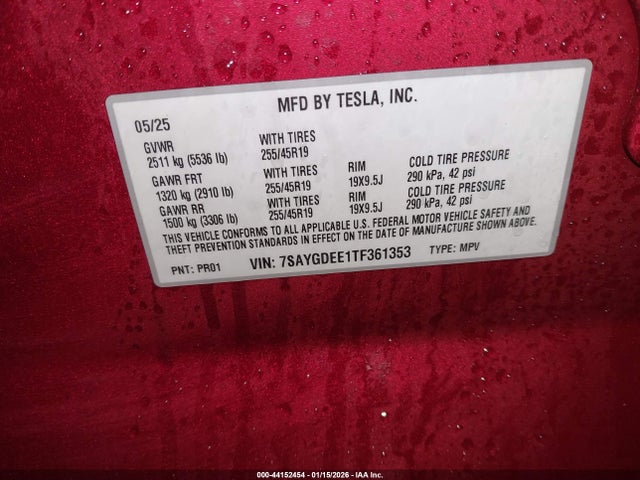 7SAYGDEE1TF361353 Tesla Model Y Long Range Launch Series/premium All-wheel Drive
