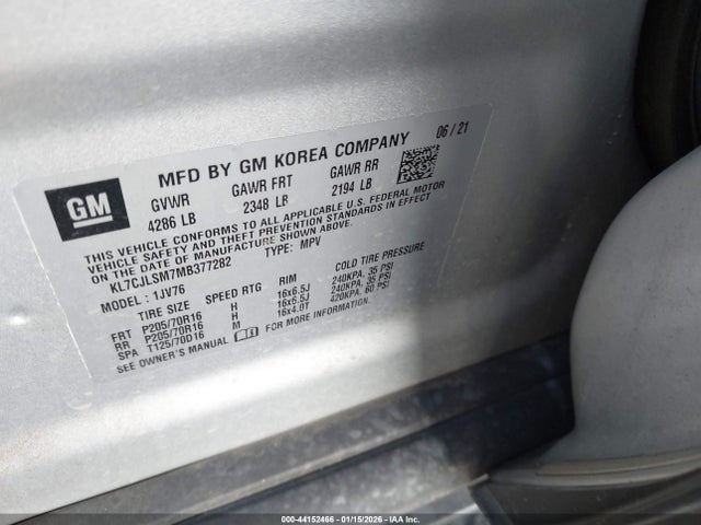 2021 CHEVROLET TRAX KL7CJLSM7MB377282 Photo 8