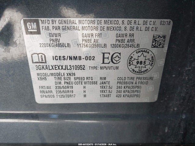 3GKALXEXXJL310952 GMC Terrain Denali