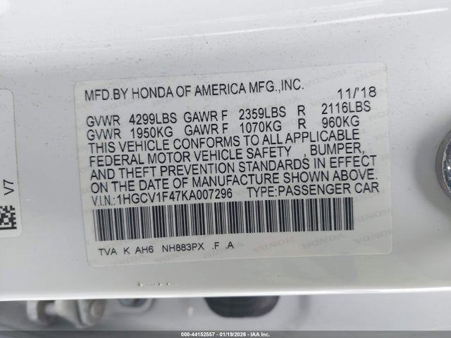 1HGCV1F47KA007296 Honda ACCORD EX
