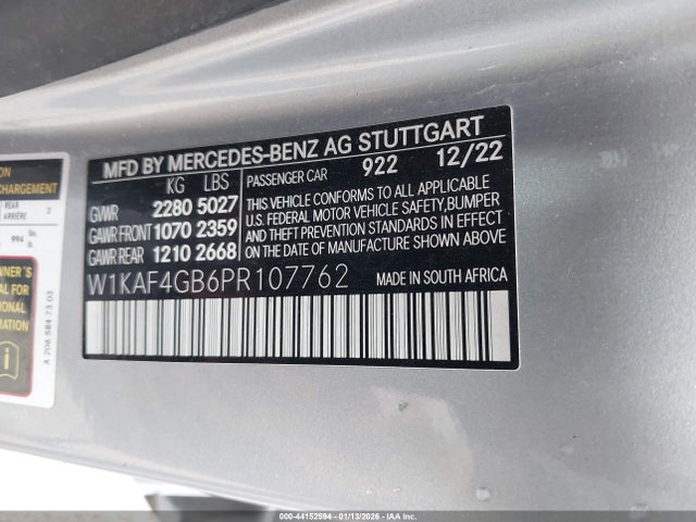 Продаж на аукціоні авто 2023 Mercedes-benz C 300 Sedan, vin: W1KAF4GB6PR107762, номер лоту: 44152594