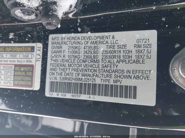 Aukcja sprzedaży 2021 Honda Cr-v Awd Ex-l, vin: 5J6RW2H88ML025125, numer aukcji: 44152614