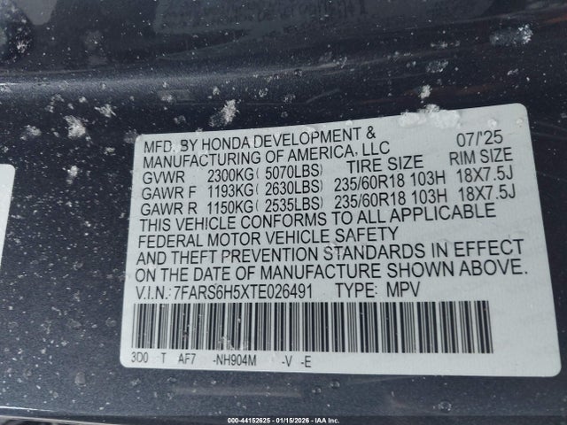 Продаж на аукціоні авто 2026 Honda Cr-v Hybrid Awd Sport, vin: 7FARS6H5XTE026491, номер лоту: 44152625