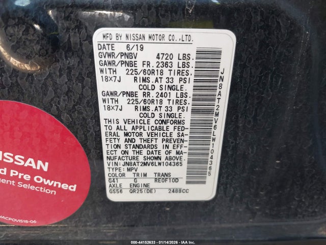 JN8AT2MV6LW104365 Nissan Rogue Sv Intelligent Awd