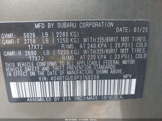 4S4BTGUD3P3168208 Subaru Outback Wilderness