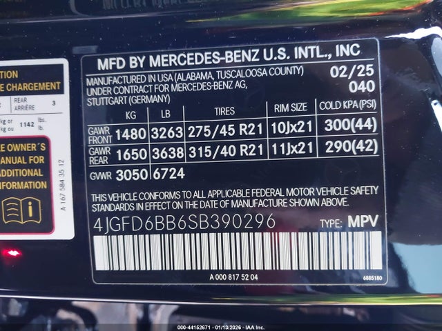 Aukcja sprzedaży 2025 Mercedes-benz Amg Gle 53 Coupe 4matic+, vin: 4JGFD6BB6SB390296, numer aukcji: 44152671