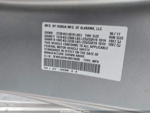 Honda Odyssey Elite 2018 5FNRL6H94JB015690 Image 9