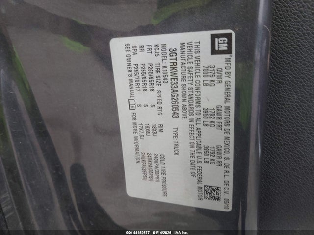 44152677 :رقم المزاد ، 3GTRKWE33AG260543 vin ، 2010 Gmc Sierra 1500 Slt مزاد بيع