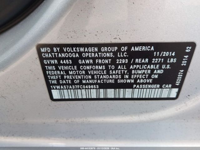 2015 VOLKSWAGEN PASSAT 1VWAS7A37FC049653 Photo 8