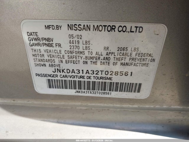 2002 Infiniti I35 Luxury მანქანა იყიდება აუქციონზე, vin: JNKDA31A32T028561, აუქციონის ნომერი: 44152773