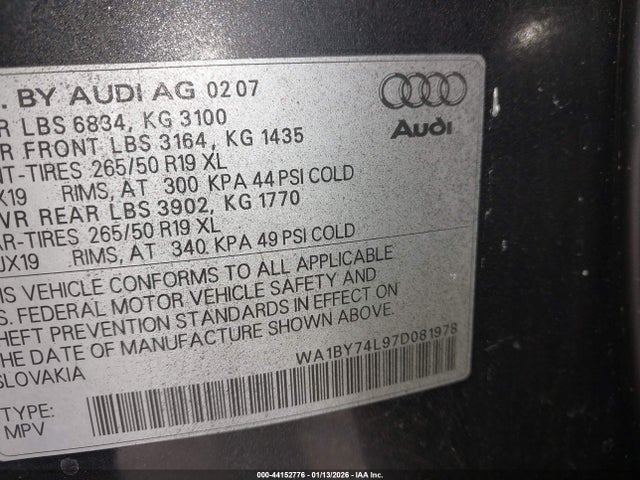 2007 AUDI Q7 WA1BY74L97D081978 Photo 8