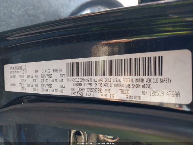 44152799 :رقم المزاد ، 1C6RR7TT7KS587291 vin ، 2019 Ram 1500 Classic Slt  4x4 6'4 Box مزاد بيع