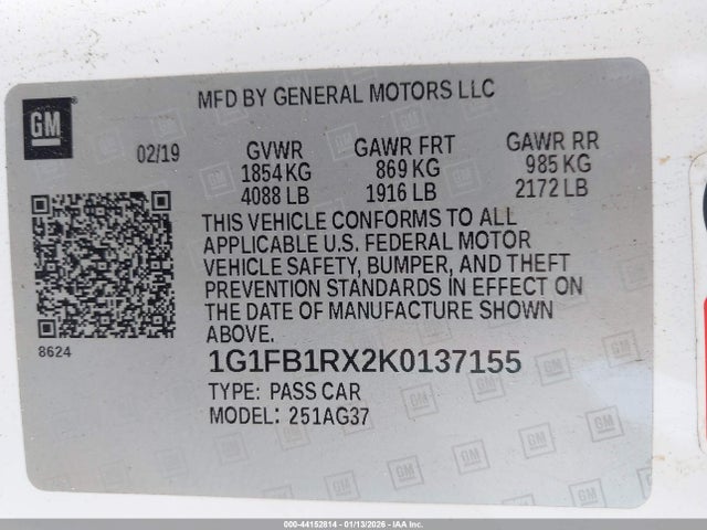 2019 CHEVROLET CAMARO 1G1FB1RX2K0137155 Photo 8