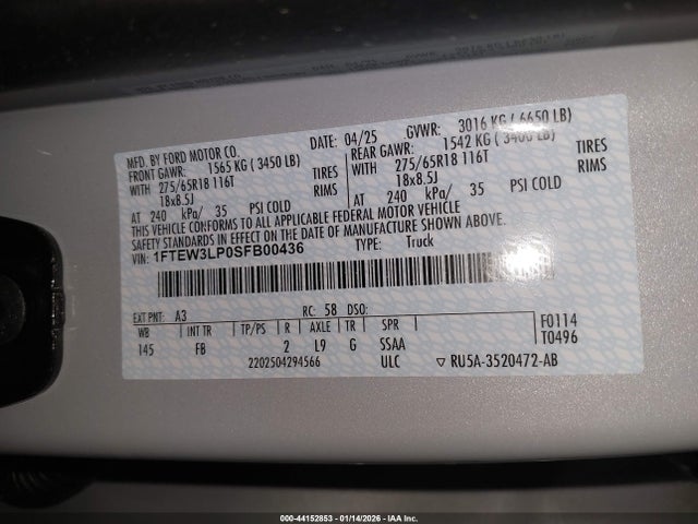 Ford F-150 Xlt 2025 1FTEW3LP0SFB00436 Image 9
