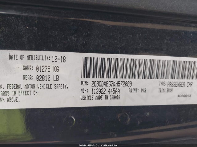 2019 DODGE CHARGER 2C3CDXBG7KH572089 Photo 8