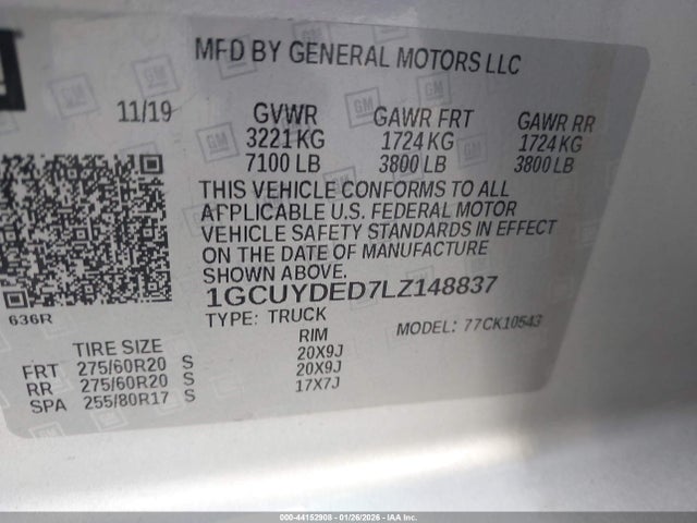 1GCUYDED7LZ148837 Chevrolet Silverado 1500 4wd Short Bed Lt