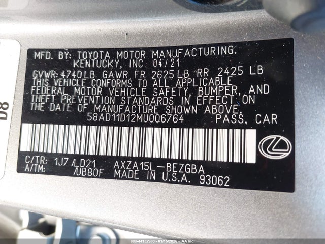 2021 LEXUS ES 250 58AD11D12MU006764 Photo 8