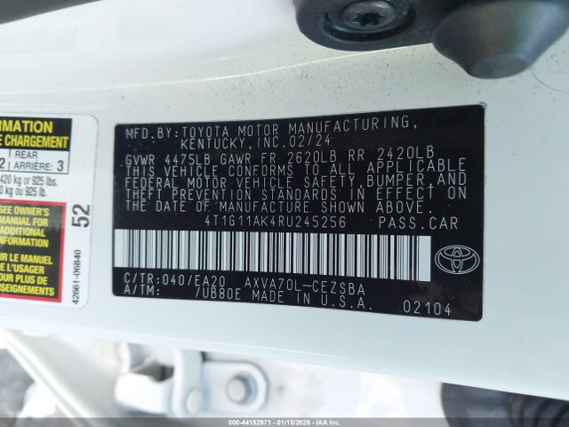 4T1G11AK4RU245256 Toyota CAMRY SE