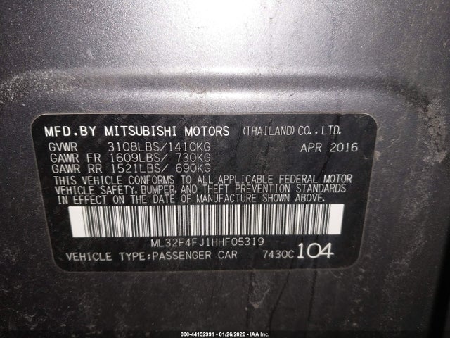 2017 MITSUBISHI MIRAGE G4 ML32F4FJ1HHF05319 Photo 8